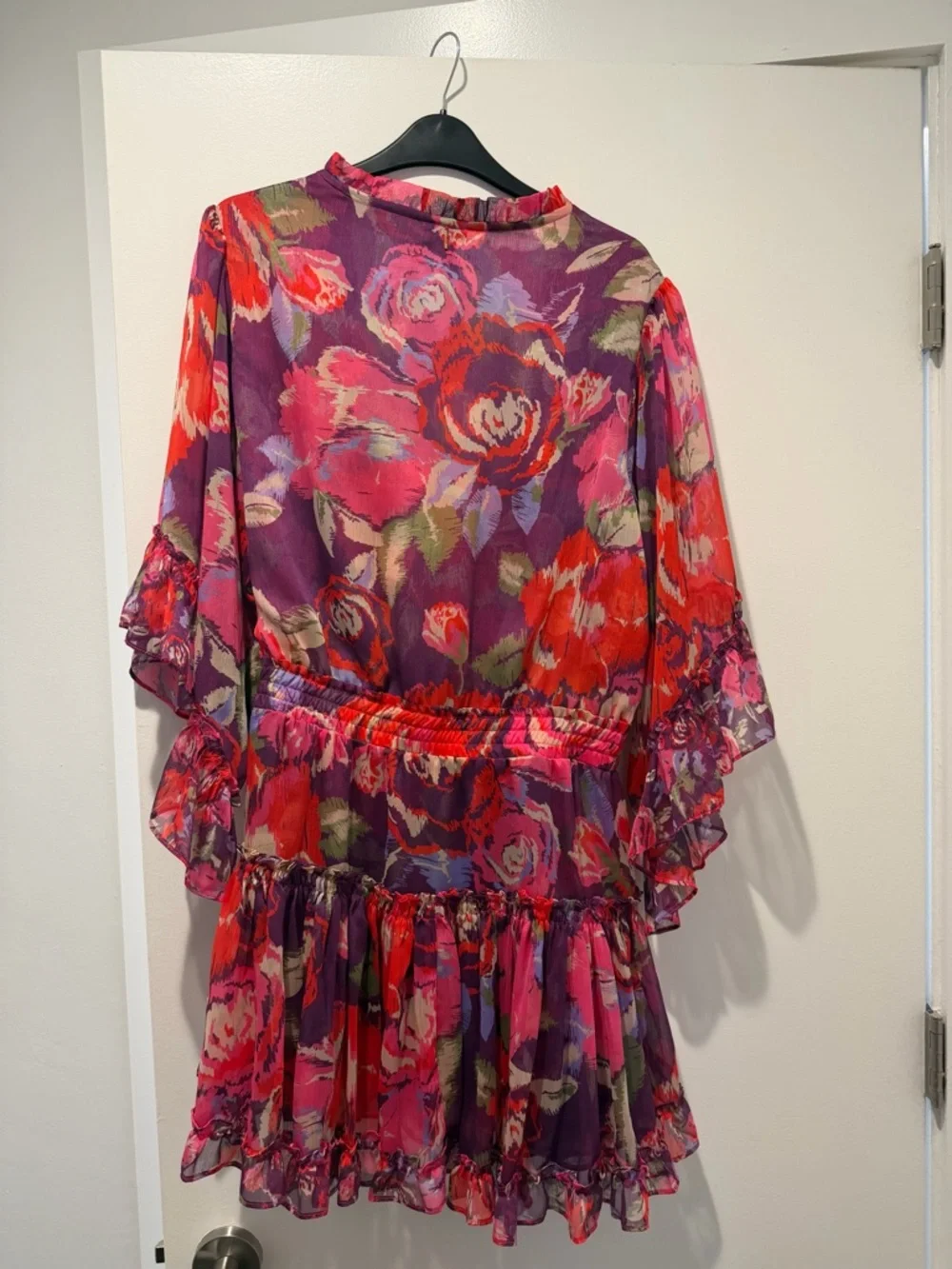 MISA Los Angeles Purple Floral Ruffle Mini Dress - Picture 2 of 3